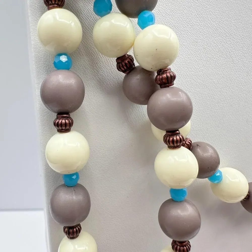 Vintage 90s RoRo Multi-Strand Beaded Necklace Earring Set Boho Fashion Jewelry